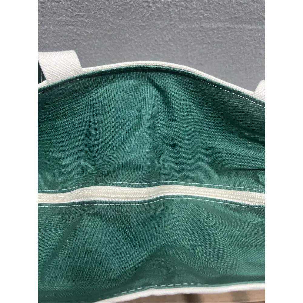 Vintage L.L. Bean Boat & Tote Canvas Bag XL Green White Made In USA NWOT - Picture 5 of 12